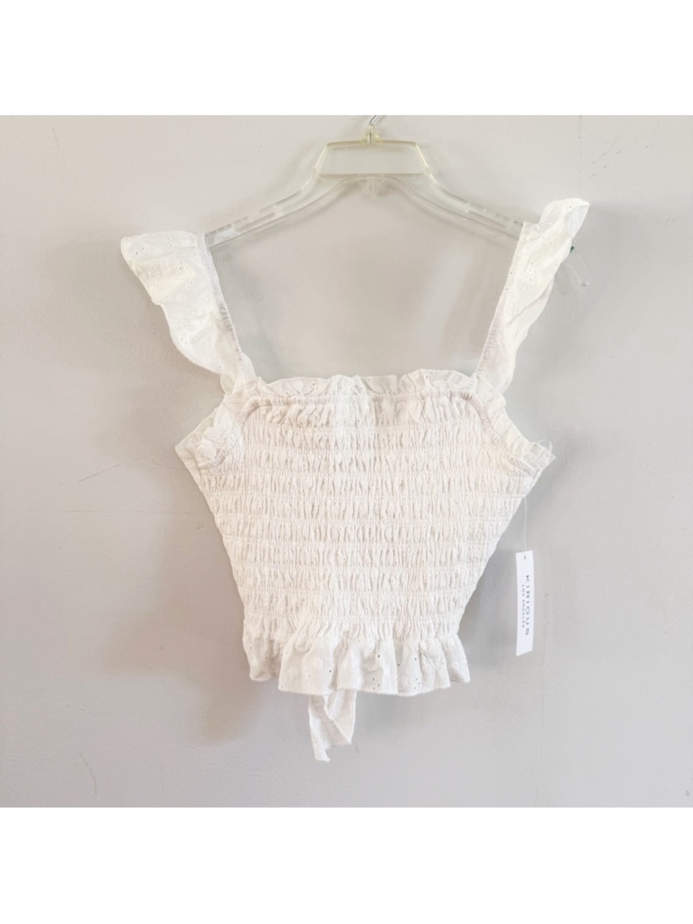 NWT Kirious Women 100% Cotton Eyelet Tie Back Top Medium Cottage Boho Coquette